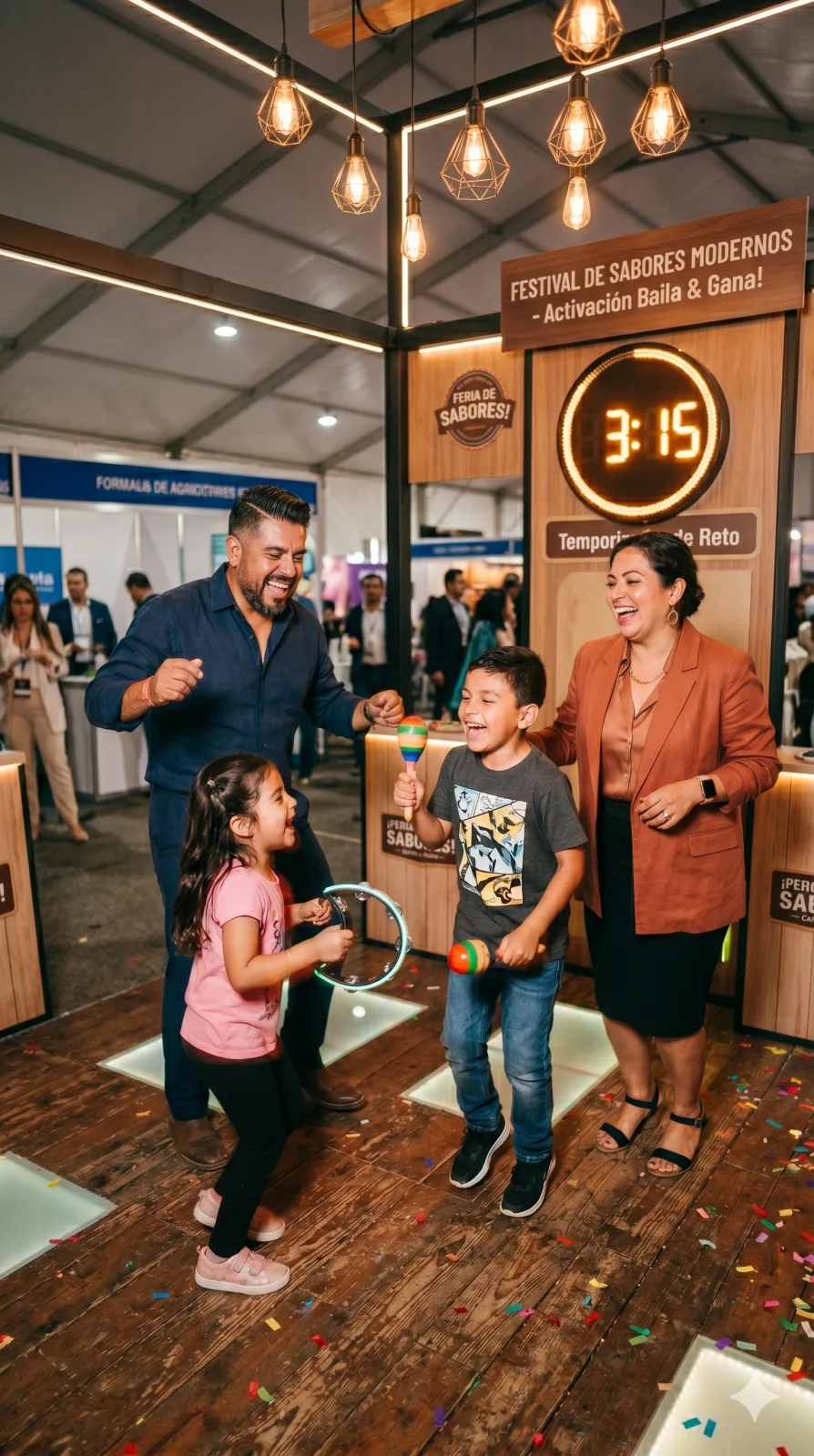 Family Pista station: a family dancing to regional music
